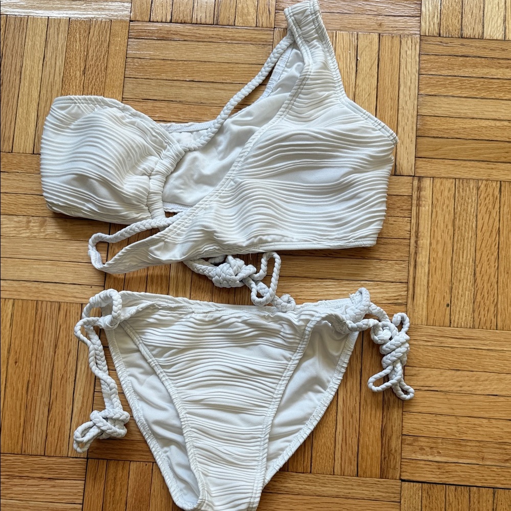 Textured Ivory Two-Piece Bikini Set
